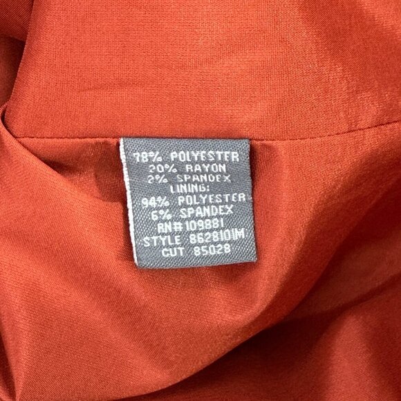 Donna Ricco Cap Sleeve V-Neck Cocktail Sheath Dress Career Burnt Orange Size 10 - Picture 8 of 12